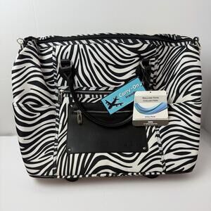 Calpak Zanny 21 Rolling Laptop Tote Zebra Carry On Travel Bag Wheels NWT Wheels